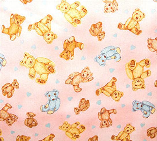 MAKOWER PINK & BLUE TEDDY BEARS FABRIC FQ | eBay